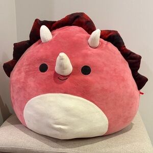 Squishmallows rare Tristan the Red Triceratops Dino plush 20”